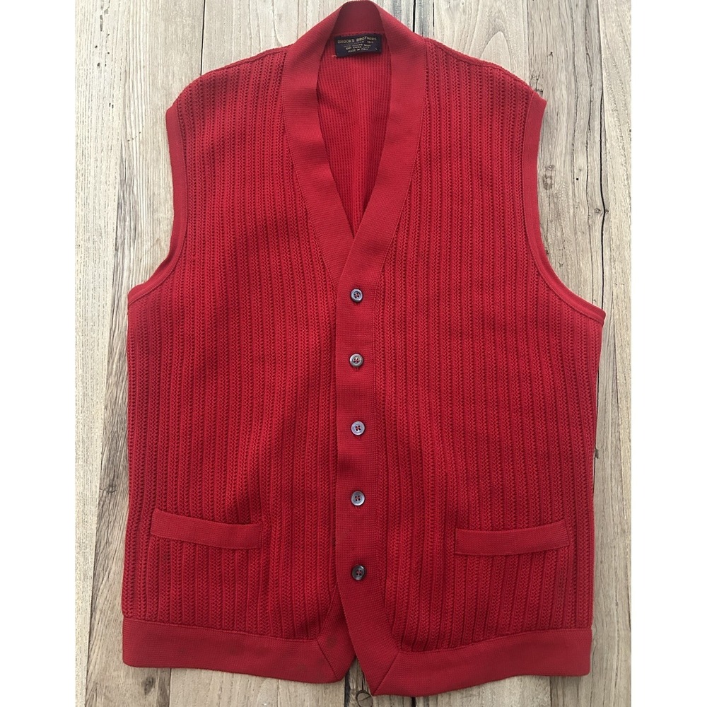 Vtg Italy Brooks Brothers Sweater Vest Mens L Merino Wool Old Money Academia